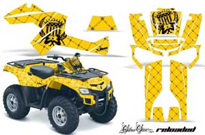 Can Am Outlander EFI 500 / 650 ATV Graphic Kit - 2012-2015 Silver Star - Reloaded Yellow