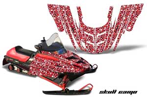Polaris 700XC / 800XCR / 600 RMK Sled Graphic Kit - 1999-2003 Skull Camo Red