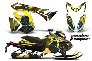 Ski Doo Rev XS Sled Graphic Kit - 2013-2014 Zombie Trooper Yellow