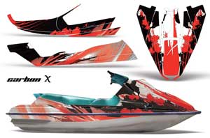 Sea Doo Bombardier GTS Jet Ski Graphic Kit - 1992-1997 Carbon X Red