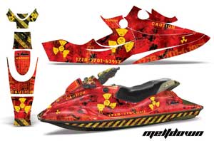 Sea Doo Bombardier GSX Jet Ski Graphic Kit - 1996-1999 Meltdown Red