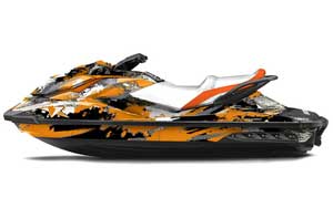 Sea Doo GTI / GTR / GTS Sitdown Jet Ski Graphic Kit - 2011-2018 Street Star Orange