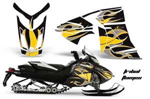 Ski Doo Rev XR Sled Graphic Kit - 2013-2018 Tribal Flames Yellow