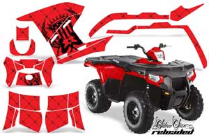 Polaris Sportsman 800 / 500 ATV Graphic Kit - 2005-2010 Silver Star - Reloaded Red