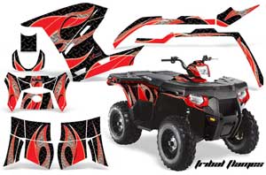 Polaris Sportsman 800 / 500 ATV Graphic Kit - 2005-2010 Tribal Flames Red
