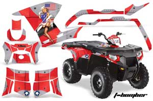 Polaris Sportsman 800 / 500 ATV Graphic Kit - 2005-2010 T Bomber Red