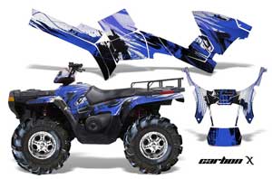 Polaris Sportsman 800 / 500 ATV Graphic Kit - 2005-2010 Carbon X Blue