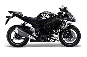 Suzuki GSXR 600 / 750 Graphic Kit - 2008-2010 Diamond Flames Black