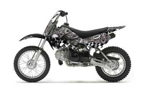Suzuki DRZ 110 Dirt Bike Graphic Kit - All Years Checkered Skull Silver