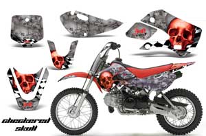 Suzuki RM 65 Dirt Bike Graphic Kit - All Years Checkered Skull Red