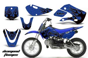 Suzuki DRZ 110 Dirt Bike Graphic Kit - All Years Diamond Flames Blue