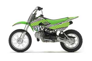 Suzuki DRZ 110 Dirt Bike Graphic Kit - All Years Diamond Flames Silver