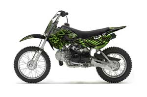 Suzuki DRZ 110 Dirt Bike Graphic Kit - All Years Skulls and Hammers Green
