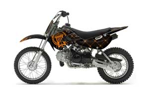 Suzuki DRZ 110 Dirt Bike Graphic Kit - All Years Silver Star - Reloaded Orange
