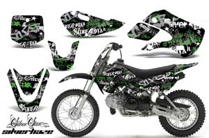 Suzuki DRZ 110 Dirt Bike Graphic Kit - All Years Silver Star - Silverhaze Green