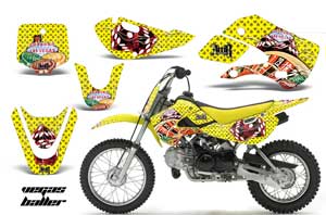 Suzuki RM 65 Dirt Bike Graphic Kit - All Years Vegas Baller Yellow