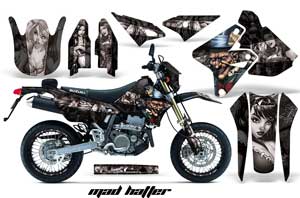 Suzuki DRZ 400 S Metal Tank Dirt Bike Graphic Kit - 2000-2018 Mad Hatter Black