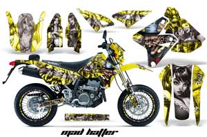 Suzuki DRZ 400 S Metal Tank Dirt Bike Graphic Kit - 2000-2018 Mad Hatter Yellow