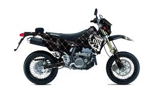 Suzuki DRZ 400 S Metal Tank Dirt Bike Graphic Kit - 2000-2018 Silver Star - Reloaded Black