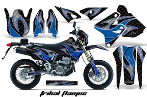 Suzuki DRZ 400 S Metal Tank Dirt Bike Graphic Kit - 2000-2018 Tribal Flames Blue