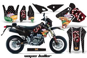 Suzuki DRZ 400 S Metal Tank Dirt Bike Graphic Kit - 2000-2018 Vegas Baller Black