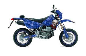 Suzuki DRZ 400 S Metal Tank Dirt Bike Graphic Kit - 2000-2018 Bone Collector Blue