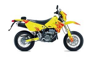 Suzuki DRZ 400 S Metal Tank Dirt Bike Graphic Kit - 2000-2018 Diamond Flames Yellow