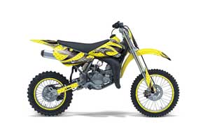 Suzuki RM 85 Dirt Bike Graphic Kit - 2002-2015 Tribal Flames Yellow