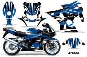 Suzuki GSXR 1000 Street Bike Graphic Kit - 2001-2002 Attack Blue