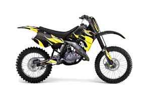Suzuki RM 125 Dirt Bike Graphic Kit - 1992 Tribal Flames Yellow