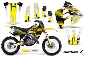 Suzuki RM 250 Dirt Bike Graphic Kit - 1989-1992 Carbon X Yellow