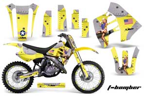 Suzuki RM 125 Dirt Bike Graphic Kit - 1992 T Bomber Yellow