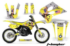 Suzuki RM 125 Dirt Bike Graphic Kit - 1993-1995 T Bomber Yellow