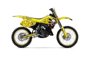 Suzuki RM 125 Dirt Bike Graphic Kit - 1993-1995 Bone Collector Yellow