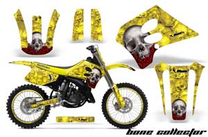 Suzuki RM 125 Dirt Bike Graphic Kit - 1993-1995 Bone Collector Yellow