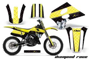 Suzuki RM 125 Dirt Bike Graphic Kit - 1993-1995 Diamond Race Yellow