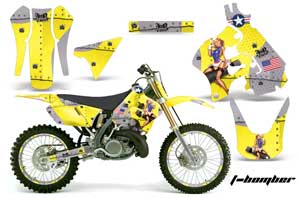 Suzuki RM 125 Dirt Bike Graphic Kit - 1996-1998 T Bomber Yellow