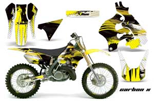 Suzuki RM 125 Dirt Bike Graphic Kit - 1996-1998 Carbon X Yellow