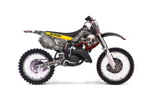 Suzuki RM 125 Dirt Bike Graphic Kit - 1999-2000 Bone Collector Silver