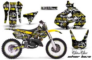 Suzuki RM 125 Dirt Bike Graphic Kit - 1999-2000 Silver Star - Silverhaze Yellow