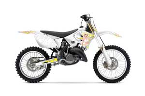 Suzuki RM 125 Dirt Bike Graphic Kit - 2001-2009 Motorhead Mandy White