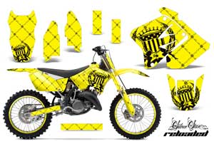 Suzuki RM 125 Dirt Bike Graphic Kit - 2001-2009 Silver Star - Reloaded Yellow
