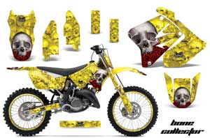 Suzuki RM 125 Dirt Bike Graphic Kit - 2001-2009 Bone Collector Yellow