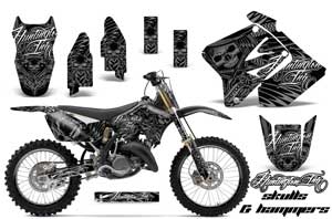 Suzuki RM 125 Dirt Bike Graphic Kit - 2001-2009 Skulls and Hammers Silver