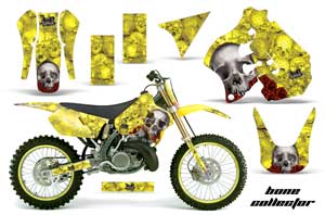Suzuki RM 250 Dirt Bike Graphic Kit - 1996-1998 Bone Collector Yellow