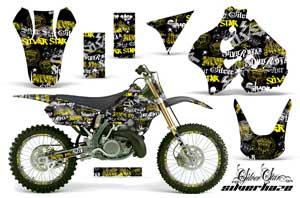 Suzuki RM 250 Dirt Bike Graphic Kit - 1996-1998 Silver Star - Silverhaze Yellow