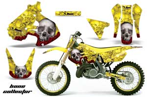 Suzuki RM 250 Dirt Bike Graphic Kit - 1999-2000 Bone Collector Yellow