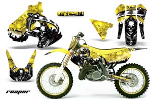 Suzuki RM 250 Dirt Bike Graphic Kit - 1999-2000 Reaper Yellow