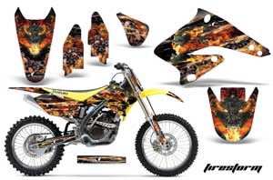 Suzuki RMZ 250 Dirt Bike Graphic Kit - 2004-2006 Firestorm Black