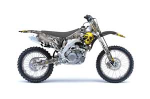 Suzuki RMZ 450 Dirt Bike Graphic Kit - 2007 Checkered Skull Yellow